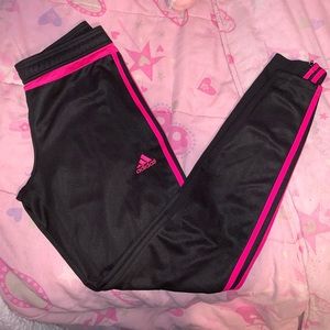 Pink & Black 3 Stripe Adidas Dri-Fit Track Pants